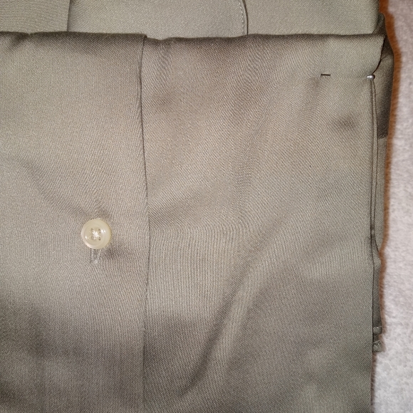 🆕 Geoffrey Beene | Green Sateen Button Down Dress Shirt Size 16 Neck - Picture 6 of 12